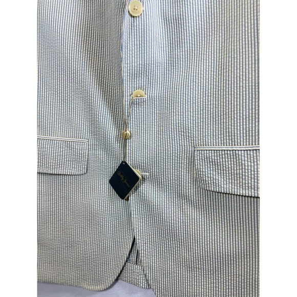 Bobby Jones Collection Men Seersucker Blazer Jacket Golf Blue Beige Size S - Picture 7 of 15